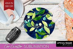 Eucalyptus Leaves Car Coaster - Botanical Coaster PNG Product Image 1