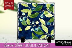Eucalyptus Leaves Slate PNG - Botanical Square Slate Product Image 1