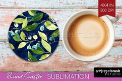 Eucalyptus Leaves Round Coaster - Bonanical Coaster PNG Product Image 1