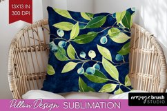 Eucalyptus Leaves Pillow Sublimation - Botanical Pillow PNG Product Image 1