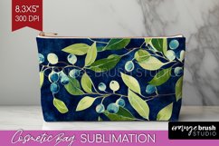 Eucalyptus Leaves Cosmetic Bag - Botanical Makeup Bag PNG Product Image 1