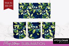 Eucalyptus Leaves Mug Wrap - Botanical Mug PNG Sublimation Product Image 1