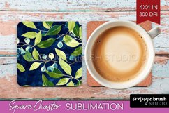 Eucalyptus Leaves Square Coaster - Bonanical Coaster PNG Product Image 1