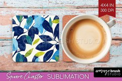 Eucalyptus Leaves Square Coaster - Bonanical Coaster PNG Product Image 1