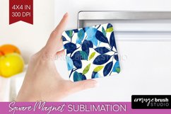 Eucalyptus Leaves Magnet Sublimation - Botanical Square PNG Product Image 1