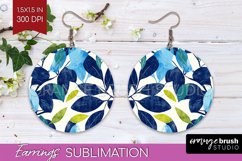 Eucalyptus Leaves Round Earrings - Bonanical PNG Sublimation Product Image 1