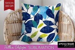 Eucalyptus Leaves Pillow Sublimation - Botanical Pillow PNG Product Image 1