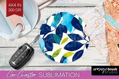 Eucalyptus Leaves Car Coaster - Botanical Coaster PNG Product Image 1