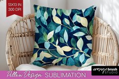 Eucalyptus Leaves Pillow Sublimation - Botanical Pillow PNG Product Image 1