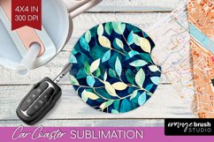 Eucalyptus Leaves Car Coaster - Botanical Coaster PNG Product Image 1