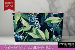 Eucalyptus Leaves Cosmetic Bag - Botanical Makeup Bag PNG Product Image 1