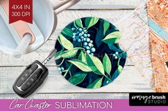 Eucalyptus Leaves Car Coaster - Botanical Coaster PNG Product Image 1