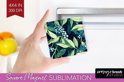 Eucalyptus Leaves Magnet Sublimation - Botanical Square PNG Product Image 1
