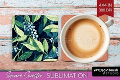 Eucalyptus Leaves Square Coaster - Bonanical Coaster PNG Product Image 1