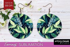 Eucalyptus Leaves Round Earrings - Bonanical PNG Sublimation Product Image 1