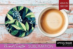 Eucalyptus Leaves Round Coaster - Bonanical Coaster PNG Product Image 1