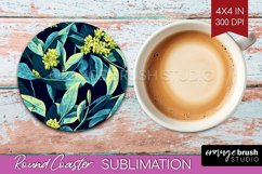 Eucalyptus Leaves Round Coaster - Bonanical Coaster PNG Product Image 1
