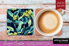 Eucalyptus Leaves Square Coaster - Bonanical Coaster PNG Product Image 1