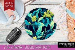 Eucalyptus Leaves Car Coaster - Botanical Coaster PNG Product Image 1