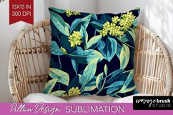 Eucalyptus Leaves Pillow Sublimation - Botanical Pillow PNG Product Image 1