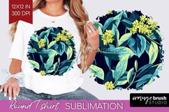 Eucalyptus Leaves Round Tshirt Background - Botanical PNG Product Image 1