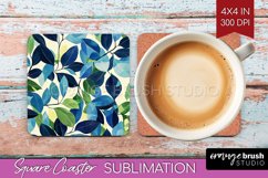 Eucalyptus Leaves Square Coaster - Bonanical Coaster PNG Product Image 1