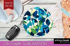 Eucalyptus Leaves Car Coaster - Botanical Coaster PNG Product Image 1