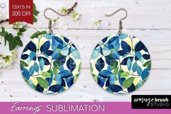 Eucalyptus Leaves Round Earrings - Bonanical PNG Sublimation Product Image 1