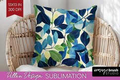 Eucalyptus Leaves Pillow Sublimation - Botanical Pillow PNG Product Image 1