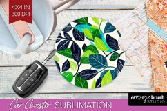 Eucalyptus Leaves Car Coaster - Botanical Coaster PNG Product Image 1