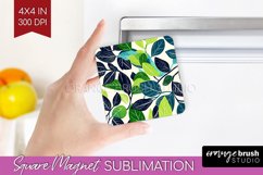 Eucalyptus Leaves Magnet Sublimation - Botanical Square PNG Product Image 1