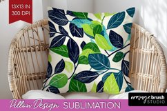 Eucalyptus Leaves Pillow Sublimation - Botanical Pillow PNG Product Image 1