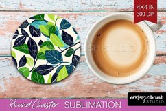 Eucalyptus Leaves Round Coaster - Bonanical Coaster PNG Product Image 1