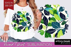 Eucalyptus Leaves Round Tshirt Background - Botanical PNG Product Image 1
