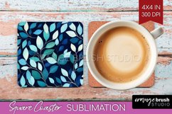 Eucalyptus Leaves Square Coaster - Bonanical Coaster PNG Product Image 1