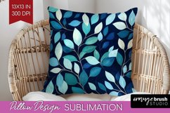 Eucalyptus Leaves Pillow Sublimation - Botanical Pillow PNG Product Image 1