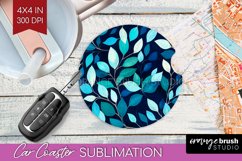 Eucalyptus Leaves Car Coaster - Botanical Coaster PNG Product Image 1