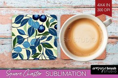 Eucalyptus Leaves Square Coaster - Bonanical Coaster PNG Product Image 1