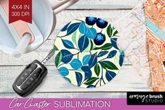 Eucalyptus Leaves Car Coaster - Botanical Coaster PNG Product Image 1