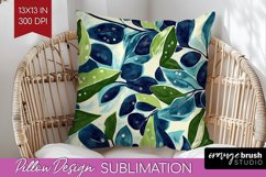 Eucalyptus Leaves Pillow Sublimation - Botanical Pillow PNG Product Image 1