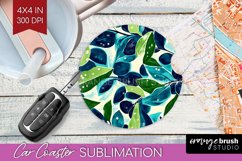 Eucalyptus Leaves Car Coaster - Botanical Coaster PNG Product Image 1