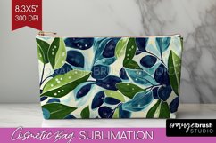 Eucalyptus Leaves Cosmetic Bag - Botanical Makeup Bag PNG Product Image 1