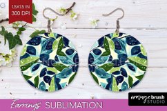 Eucalyptus Leaves Round Earrings - Bonanical PNG Sublimation Product Image 1
