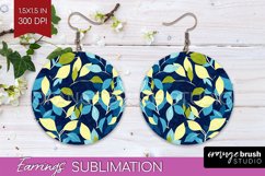 Eucalyptus Leaves Round Earrings - Bonanical PNG Sublimation Product Image 1