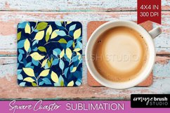Eucalyptus Leaves Square Coaster - Bonanical Coaster PNG Product Image 1