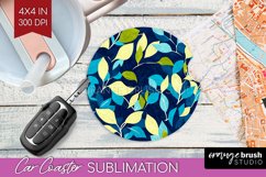 Eucalyptus Leaves Car Coaster - Botanical Coaster PNG Product Image 1