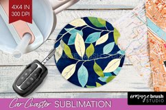 Eucalyptus Leaves Car Coaster - Botanical Coaster PNG Product Image 1