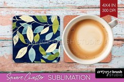 Eucalyptus Leaves Square Coaster - Bonanical Coaster PNG Product Image 1