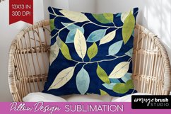 Eucalyptus Leaves Pillow Sublimation - Botanical Pillow PNG Product Image 1