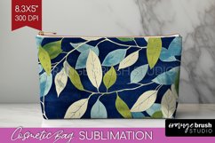 Eucalyptus Leaves Cosmetic Bag - Botanical Makeup Bag PNG Product Image 1